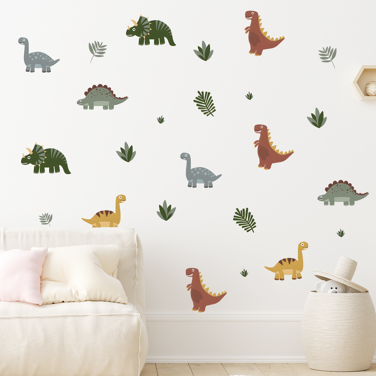 Cartoon Cute Dinosaur Leaf Ani - Baby Nursery Decals บทวิจารณ์และราคา