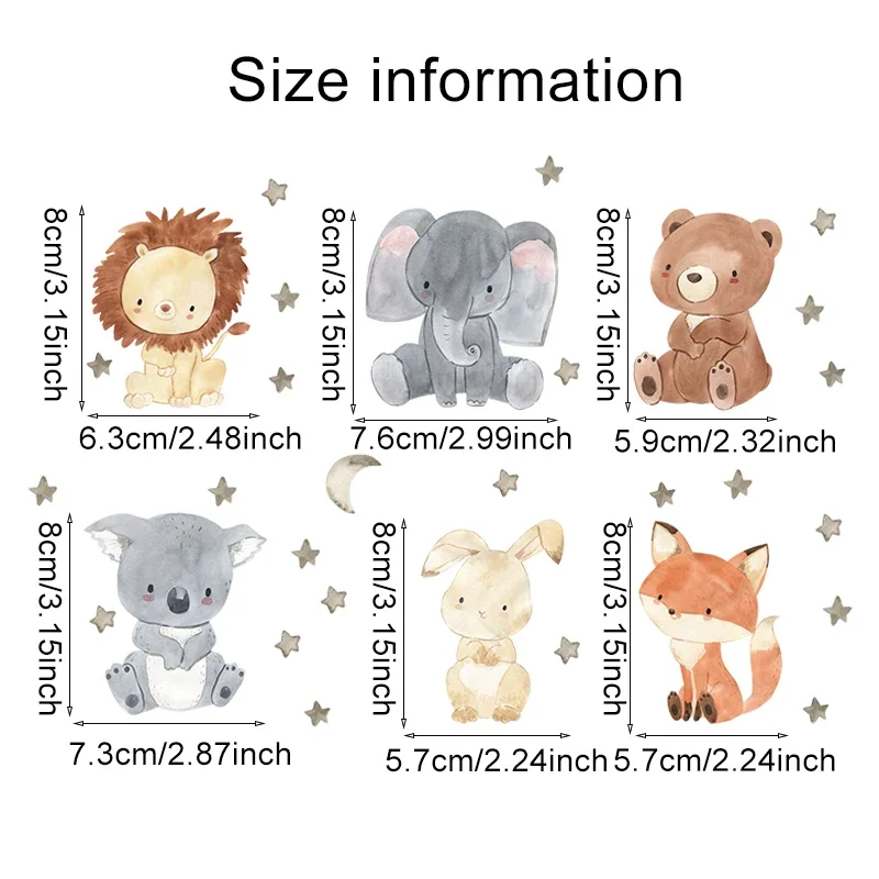 1/2/4/6set Cartoon Animals Wal - Baby Nursery Decals บทวิจารณ์และราคา