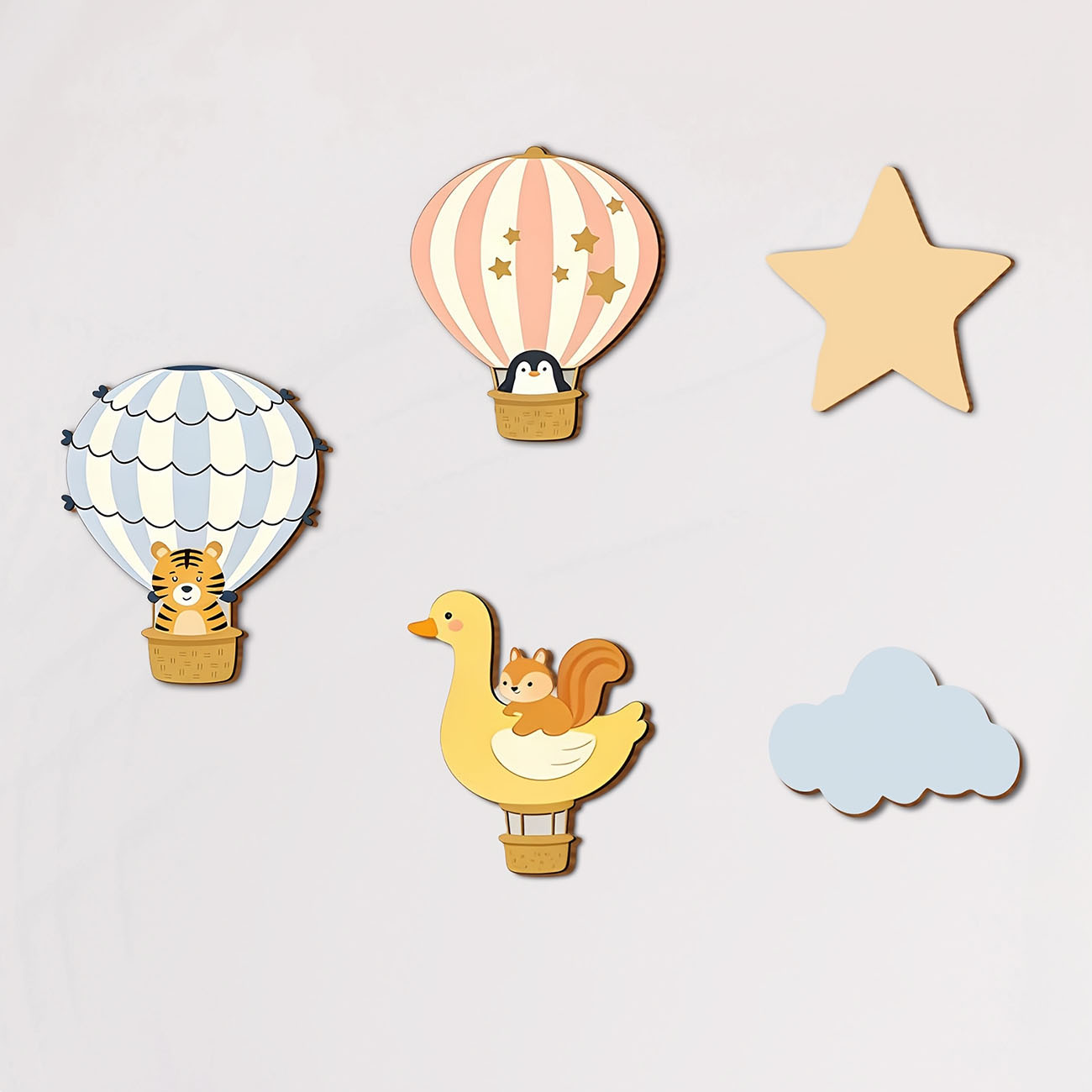 5Pcs Animal Hot Air Balloon Wo - Baby Nursery Decals บทวิจารณ์และราคา